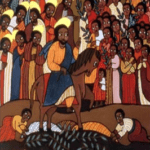 Yesus Kristos riding a donkey - palm sunday icon